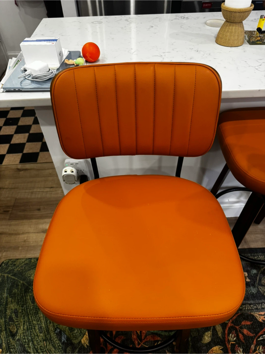 Brand new Set of 2 Mid-Century Modern Swivel Bar Stools - Orange - photo 3