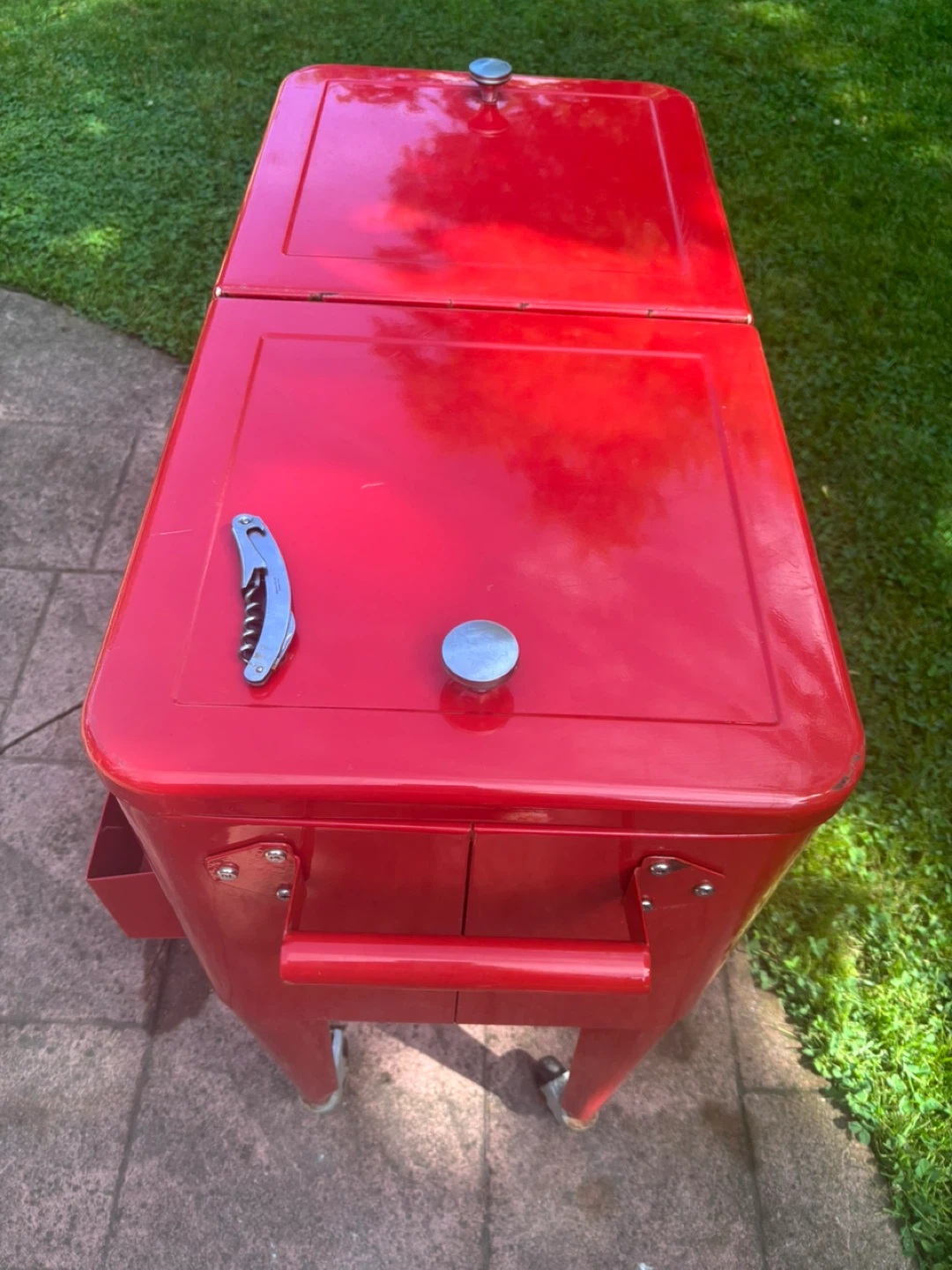 Rolling Retro Metal Cooler - Red - photo 5