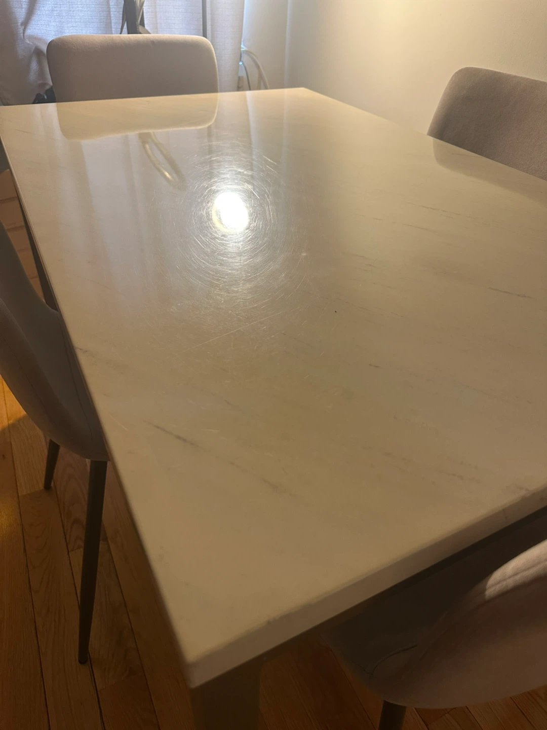 Rectangular Dining Table with Marble-Look Top - photo 3