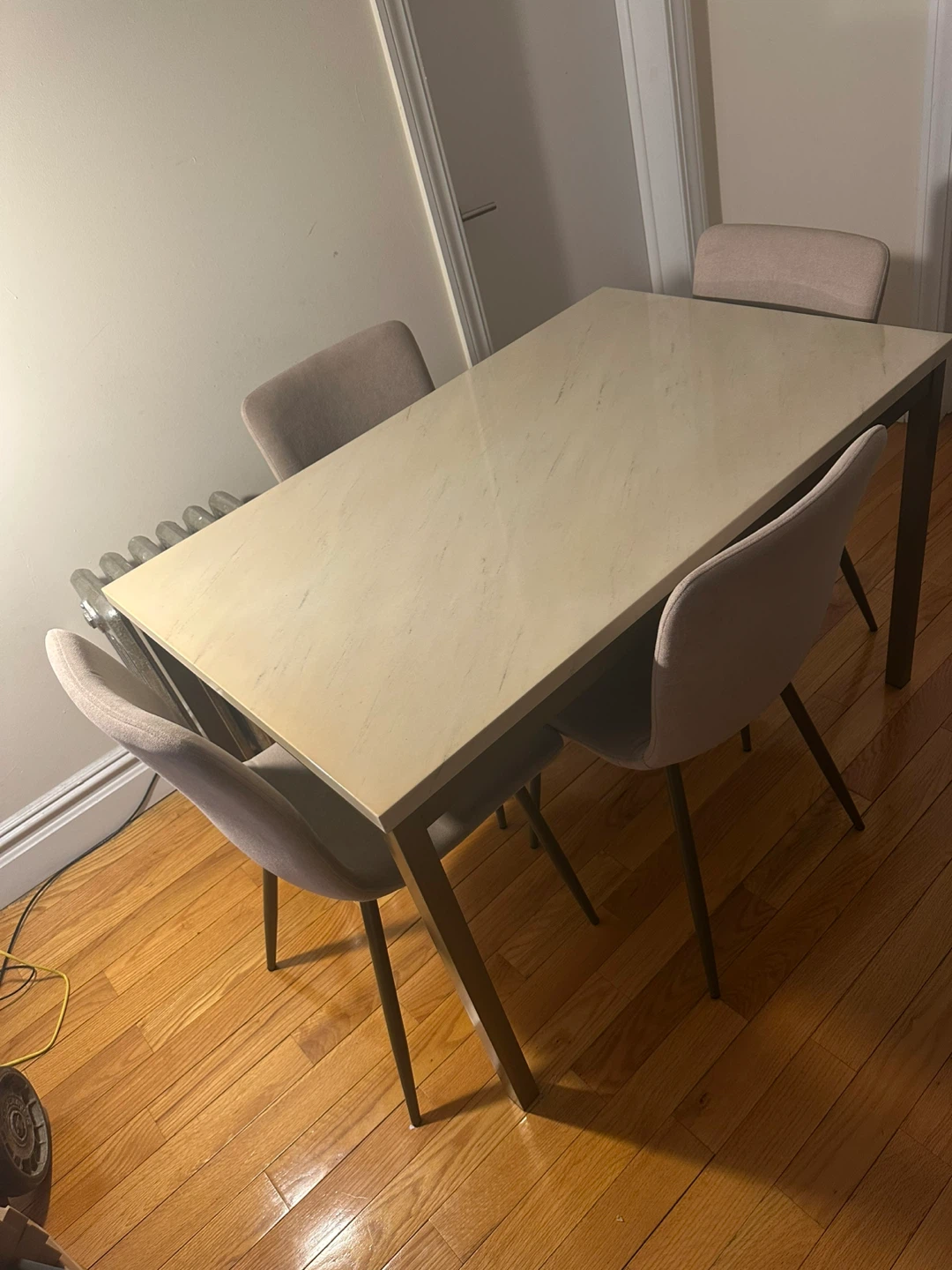 Rectangular Dining Table with Marble-Look Top