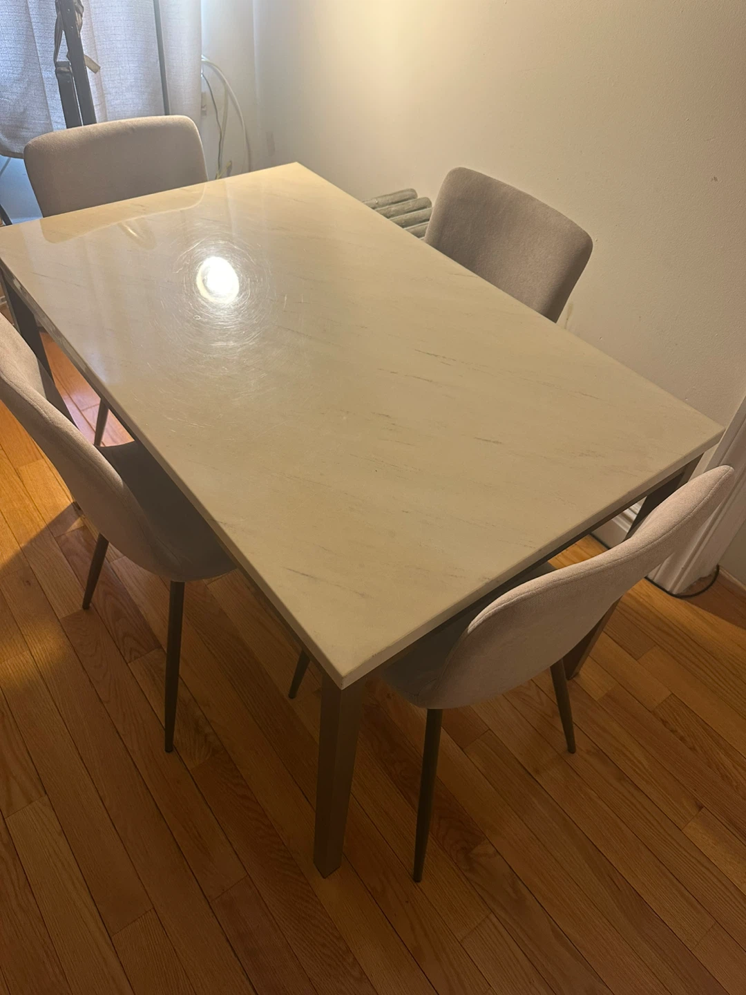 Rectangular Dining Table with Marble-Look Top - photo 2