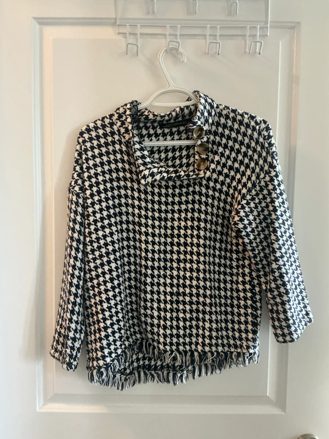 Zara Woman Houndstooth Sweater with Fringe - photo 2