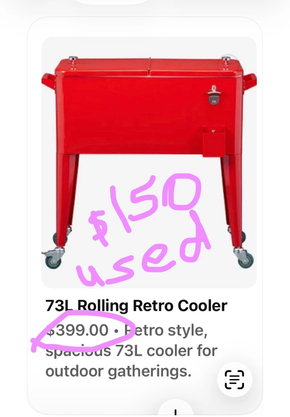 Rolling Retro Metal Cooler - Red - photo 2