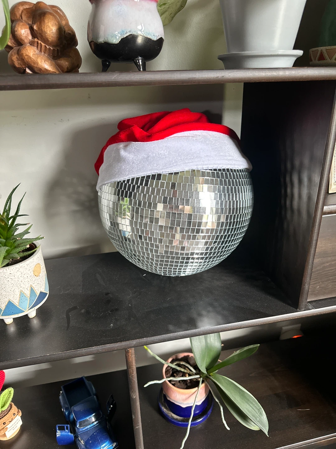 Disco Ball with Santa Hat
