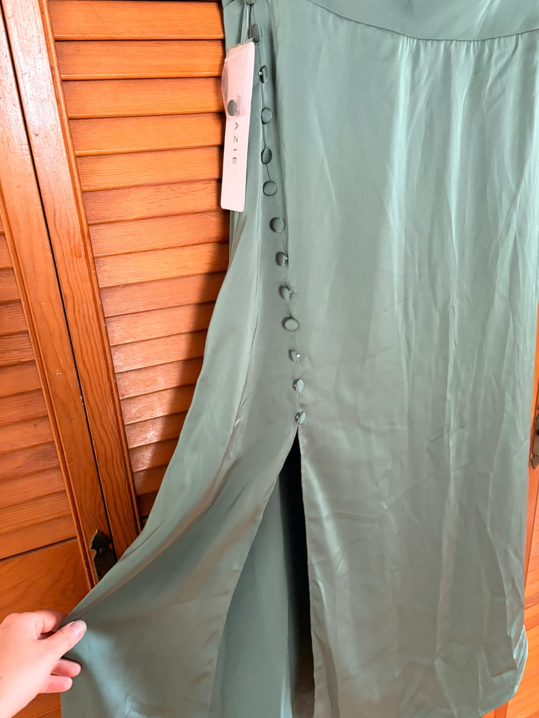 Azazie Sage Green Maxi Dress - photo 3