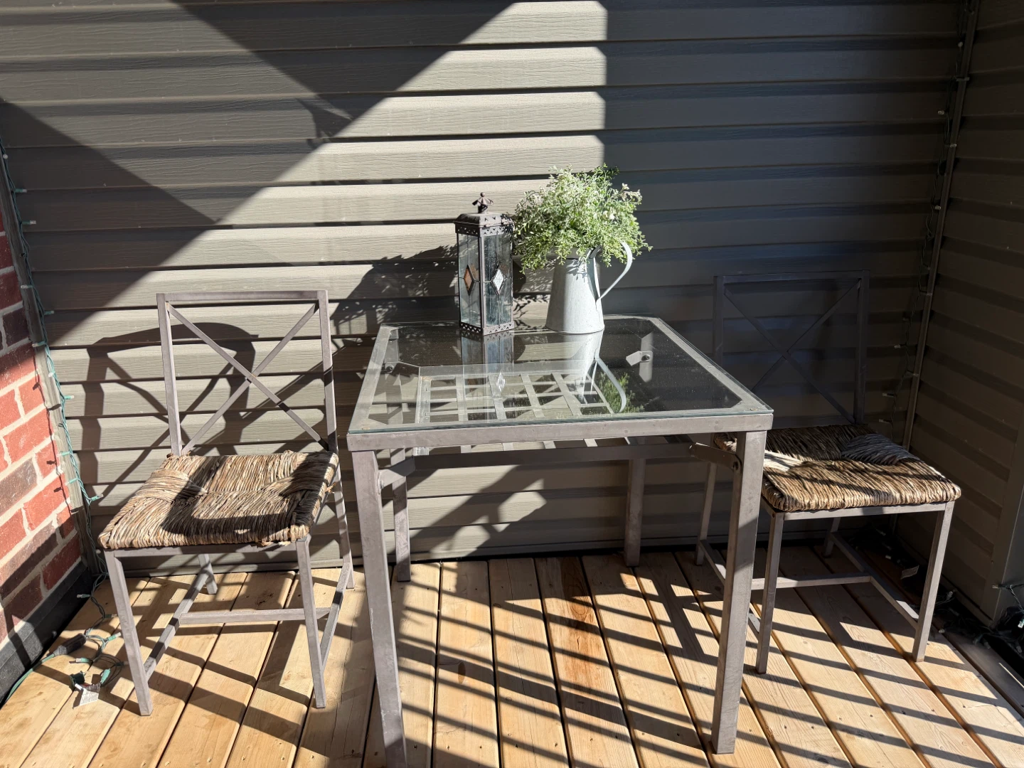 Outdoor Patio Metal Frame Glass Top Table