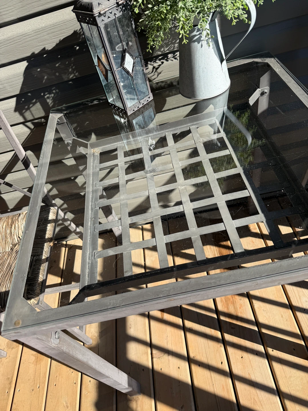 Outdoor Patio Metal Frame Glass Top Table - photo 2
