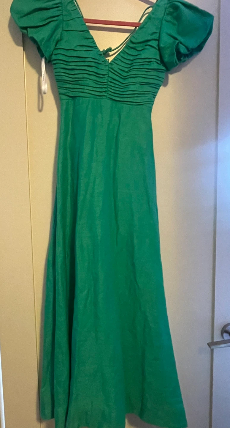Ever New Dress - Green Linen Maxi Dress