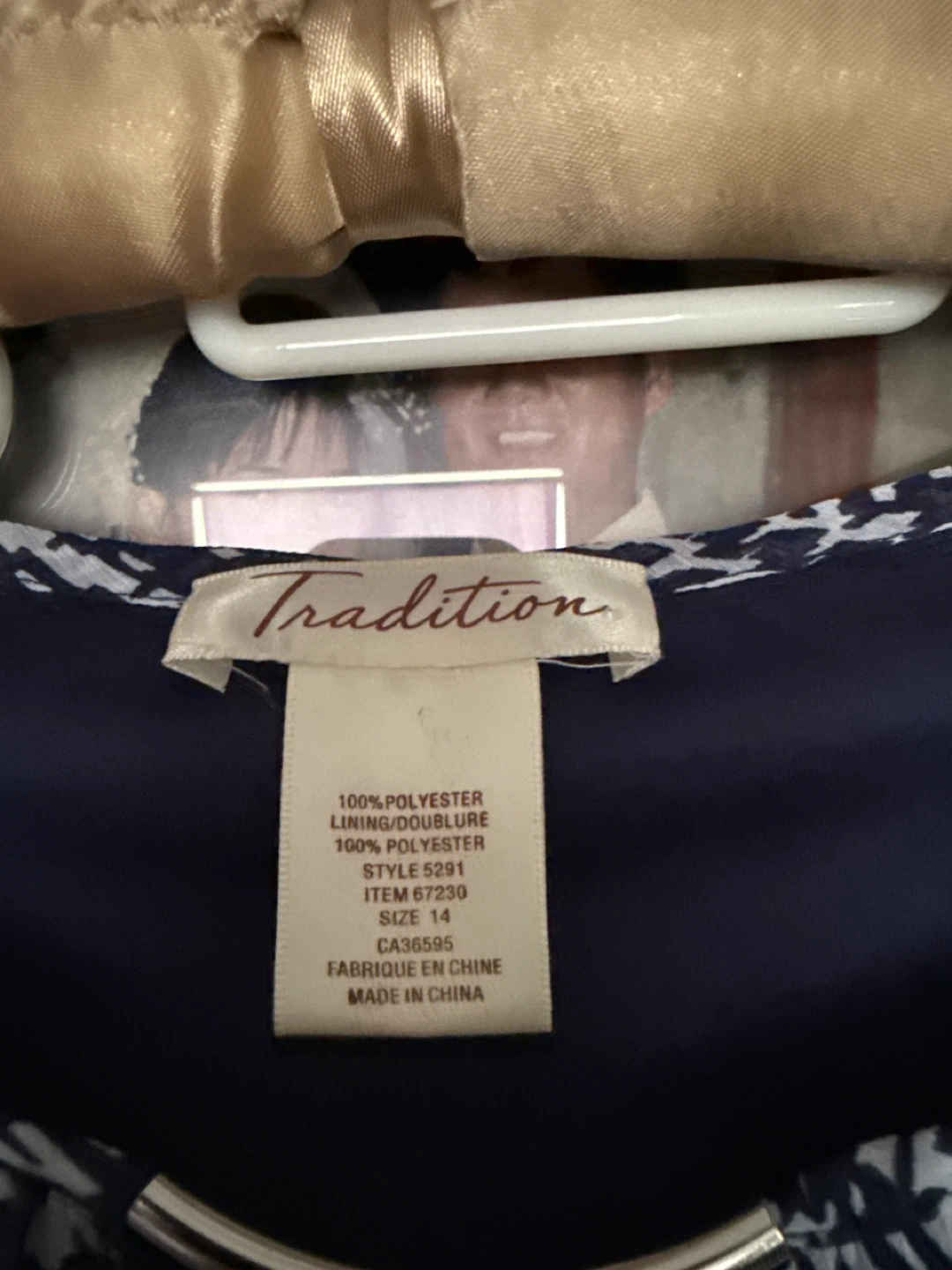 Tradition Women's Blue & White Patterned Blouse Size 14 - photo 2