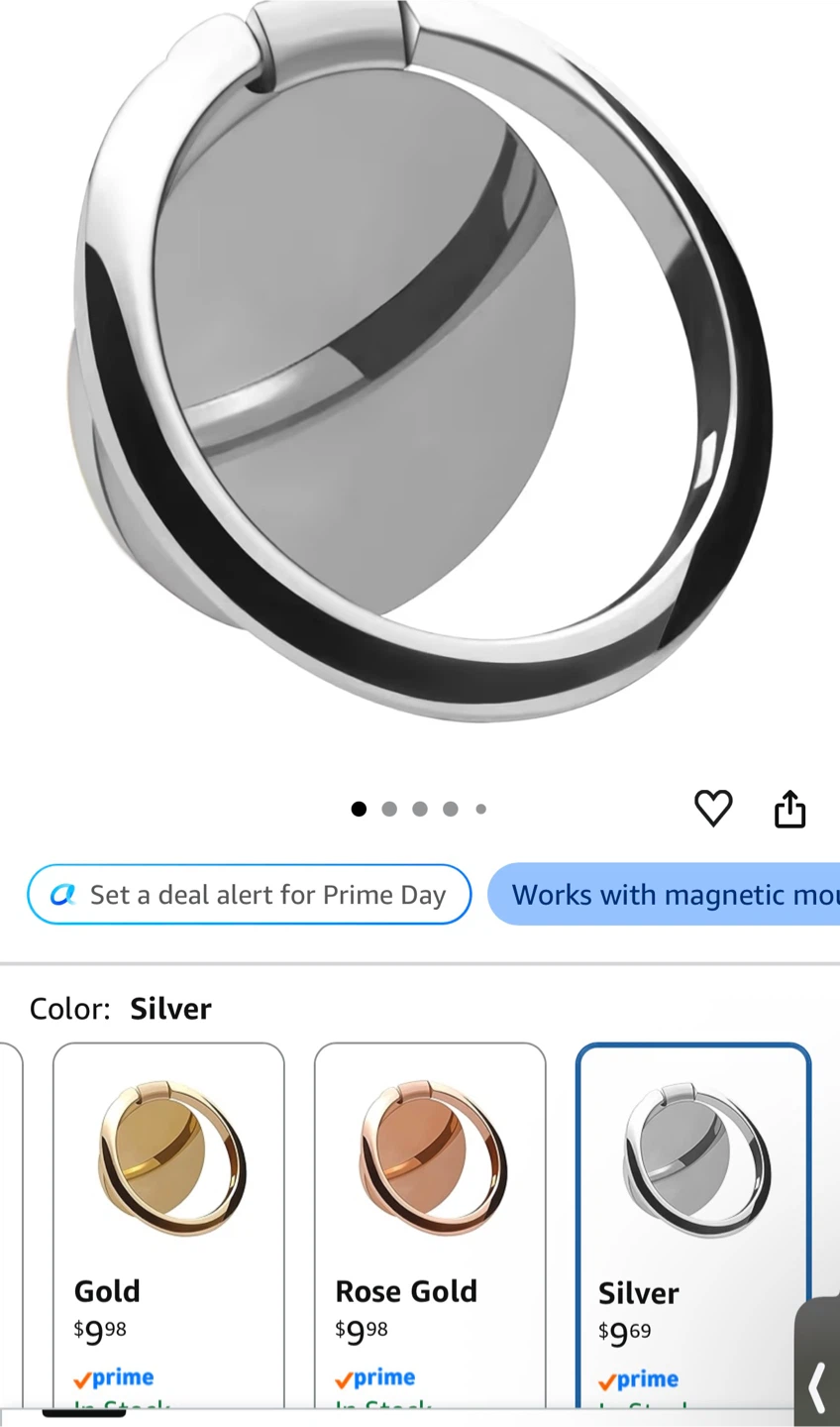5x Silver Phone Ring Holder