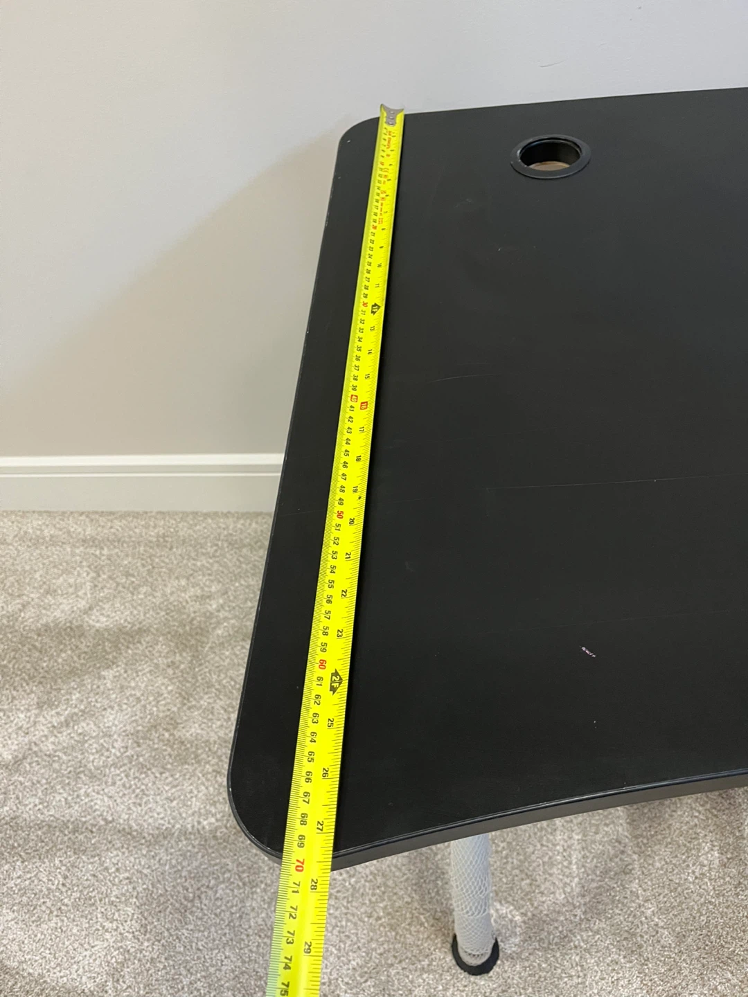 Black Compact Desk with Cable Hole - photo 2