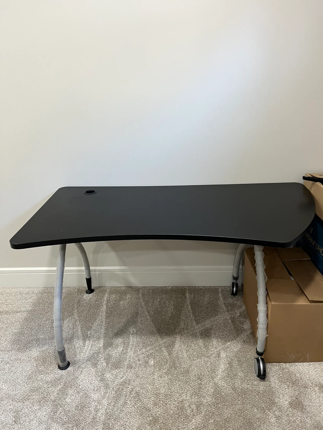 Black Compact Desk with Cable Hole