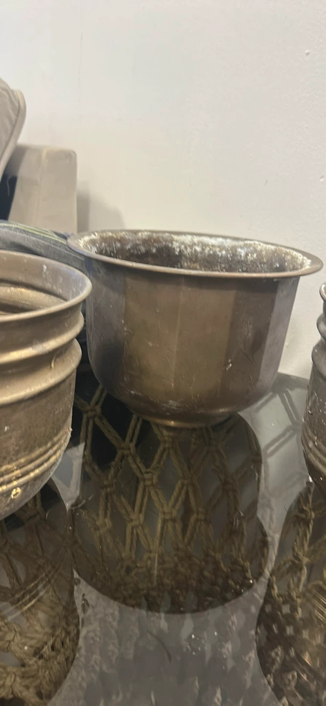 Set of 3 Vintage Brass Planters - photo 2