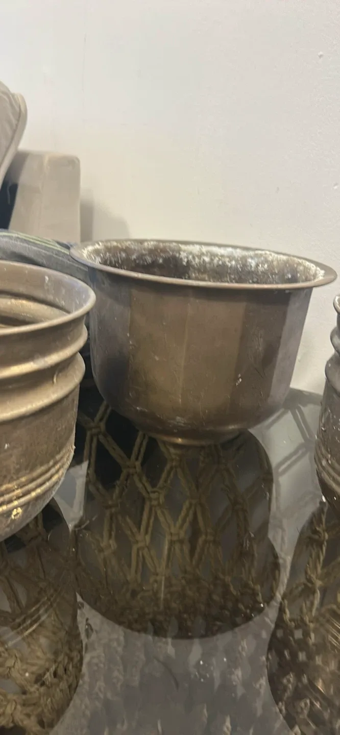 Set of 3 Vintage Brass Planters - photo 2