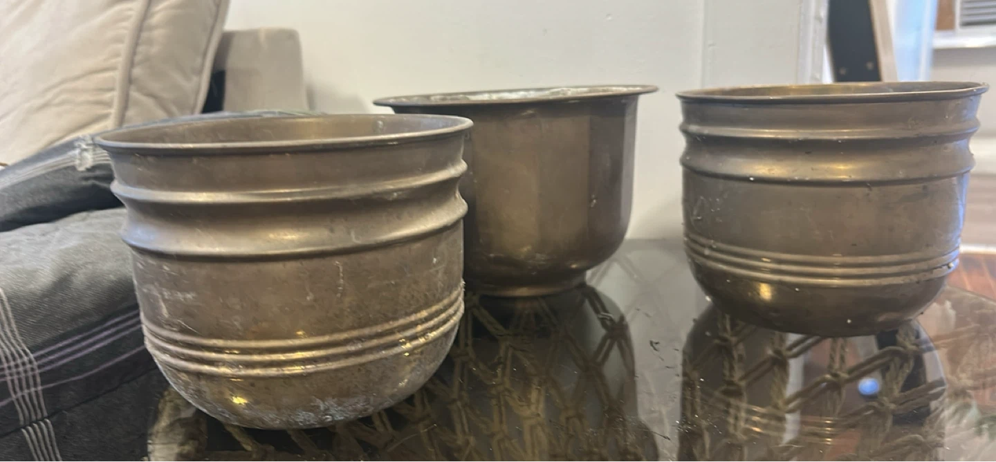 Set of 3 Vintage Brass Planters - photo 4