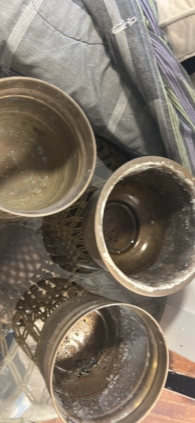 Set of 3 Vintage Brass Planters - photo 3