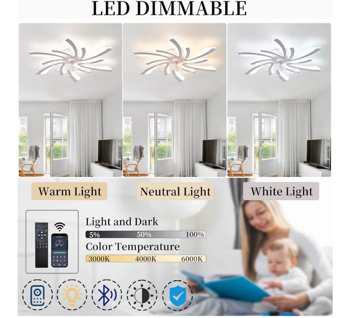 TATANE 78cm Reversible Ceiling Fan With Light F90 - photo 4