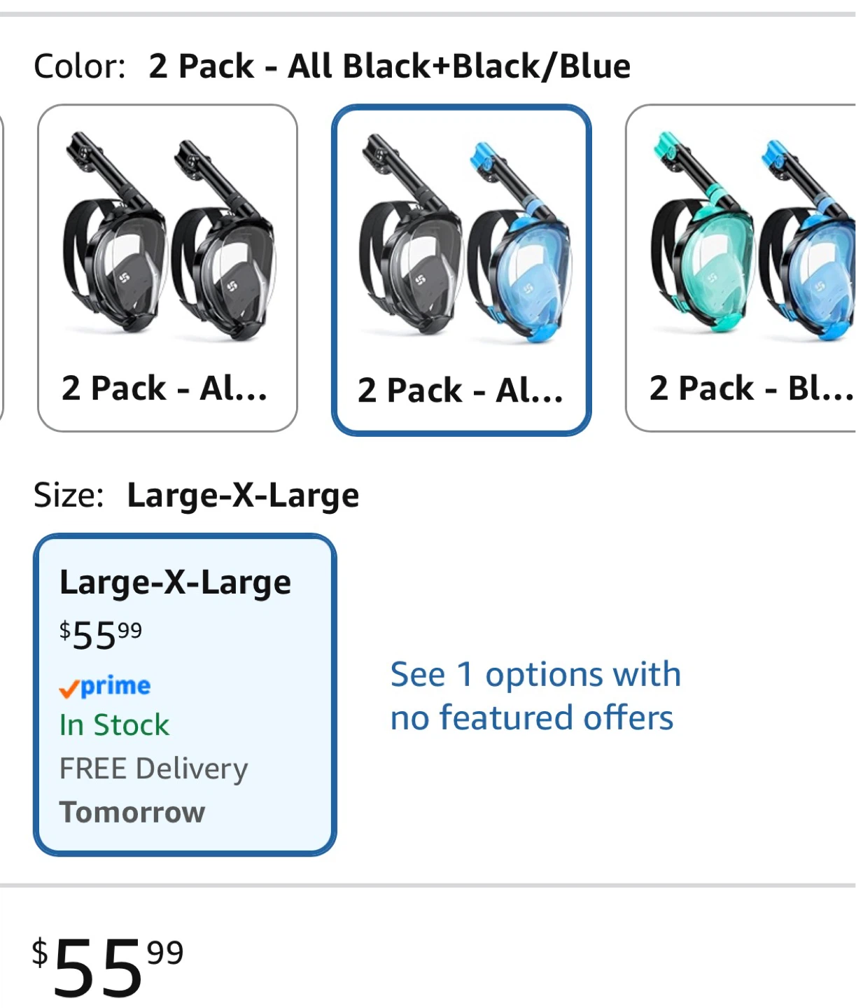 Full Face Snorkel Mask 2-Pack - Large/X-Large - photo 4