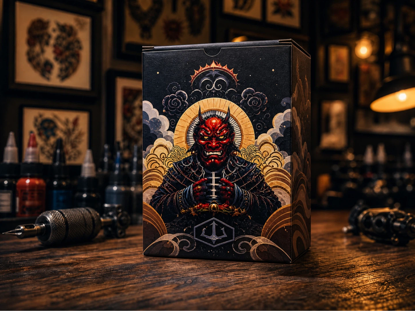 Tattoo Machine Box with Oni Design