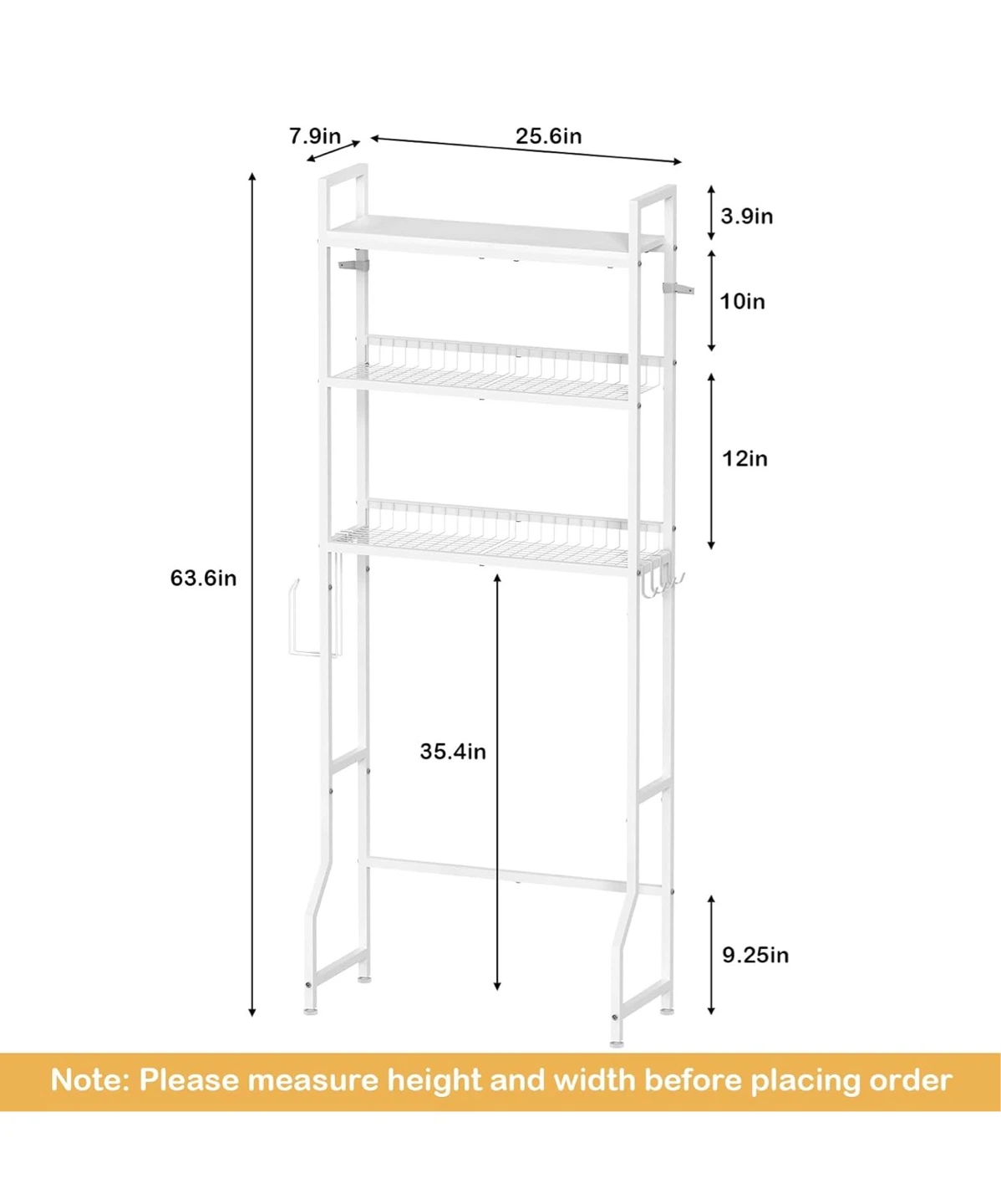 White 3-Tier Over-the-Toilet Shelf Organizer OT3 - photo 3