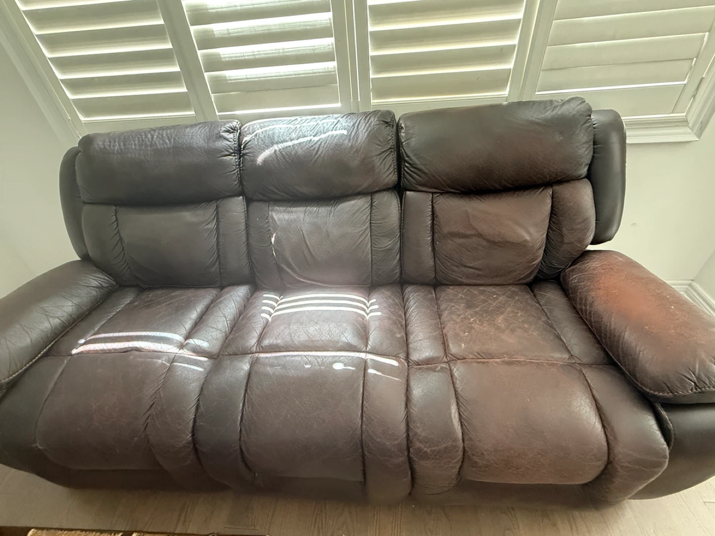 Brown Leather Reclining Loveseat with Cup Holders - photo 2