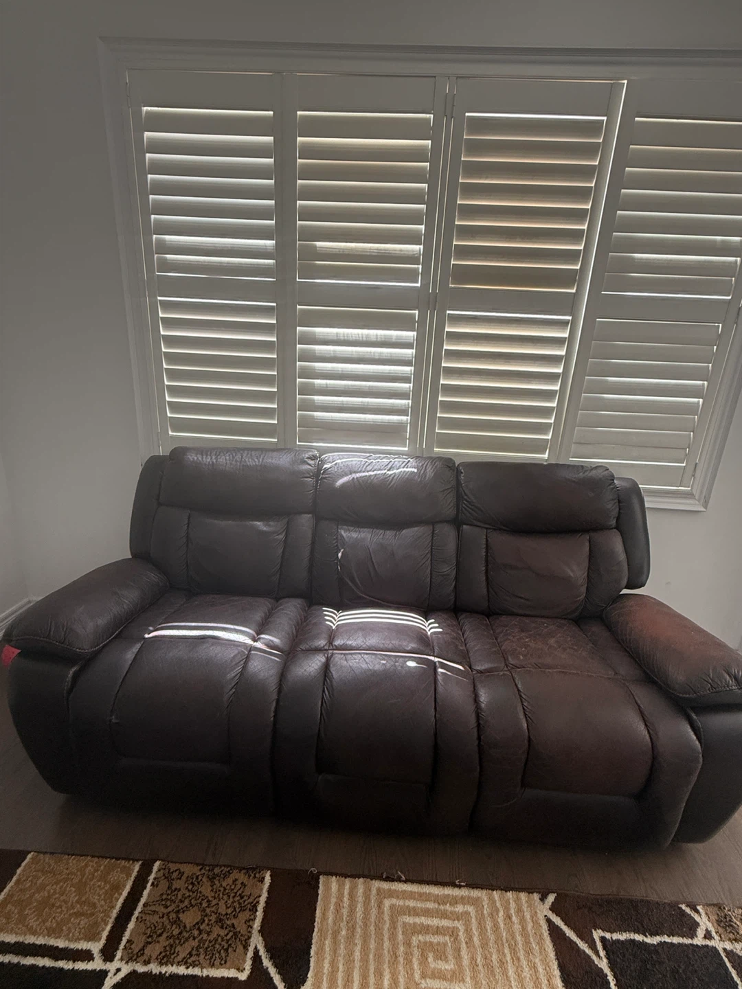 Brown Leather Reclining Loveseat with Cup Holders - photo 4