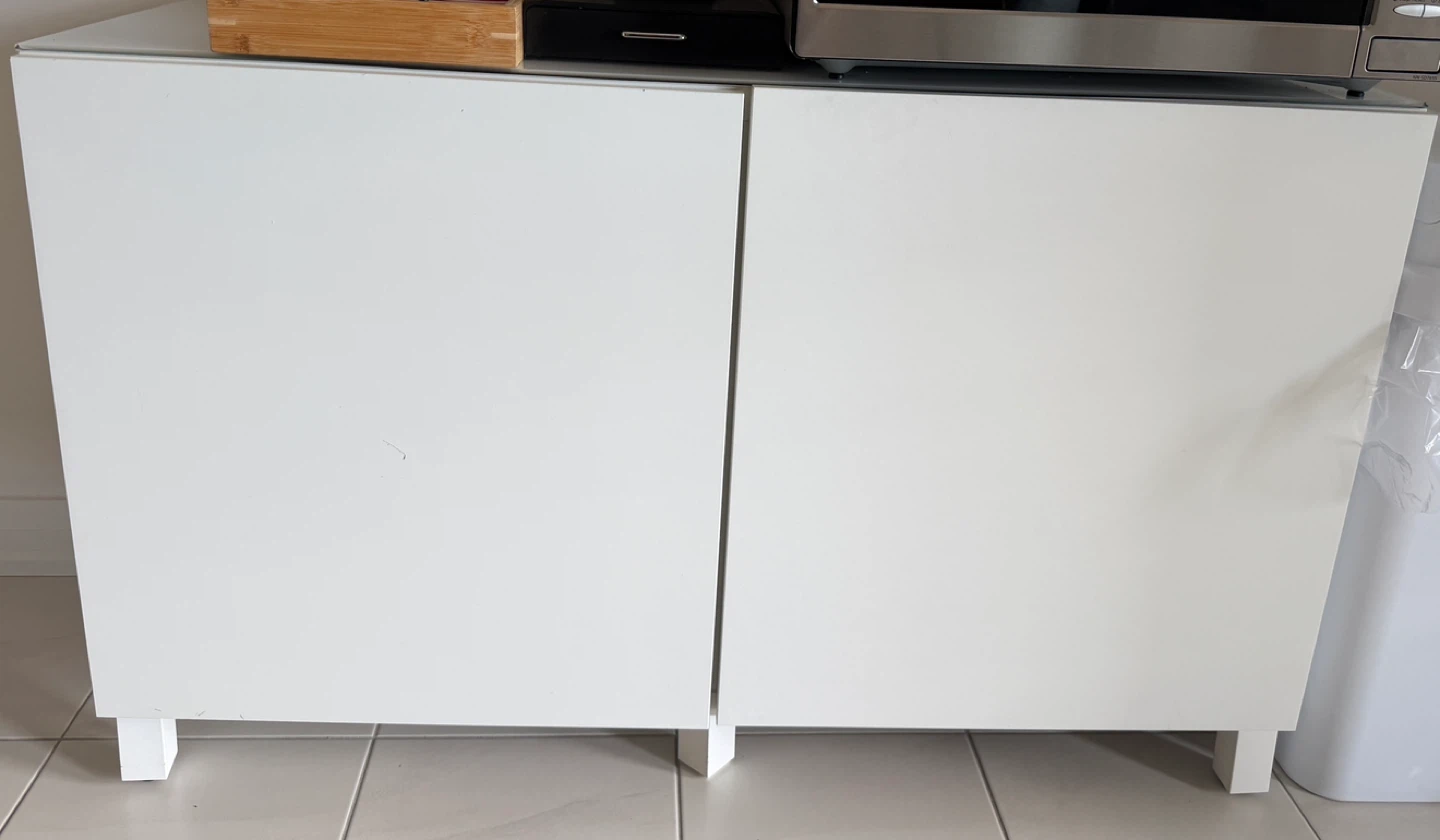 IKEA beats White Storage Cabinet with Doors and glass top