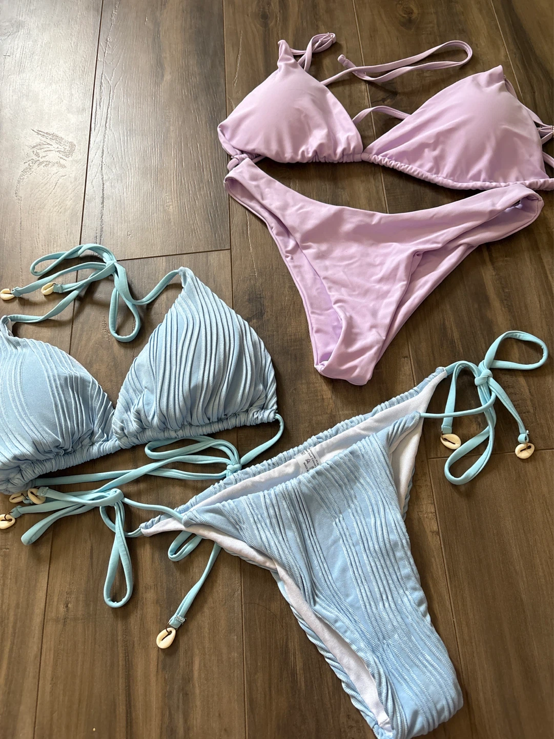 Two-Piece Bikini Set - Light Blue & Lavender