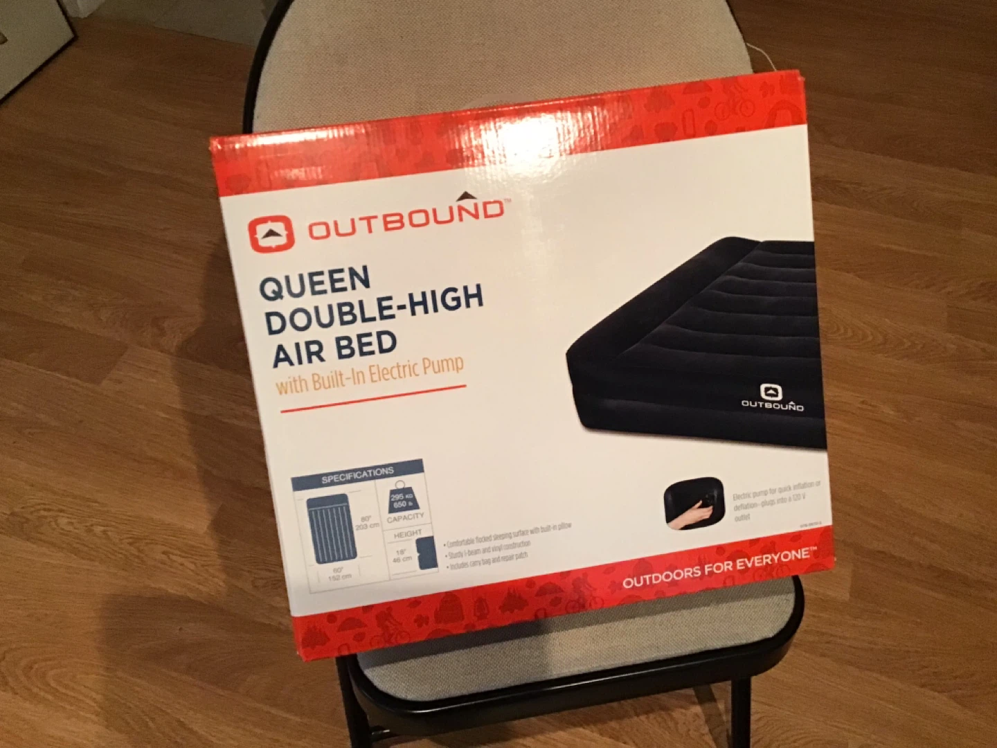 Outbound Queen Double-High Air Bed with Built-In Pump
