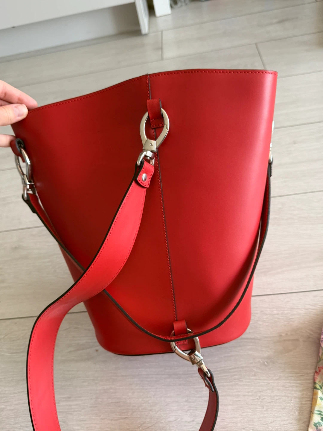 Red Leather Bucket Bag - photo 3