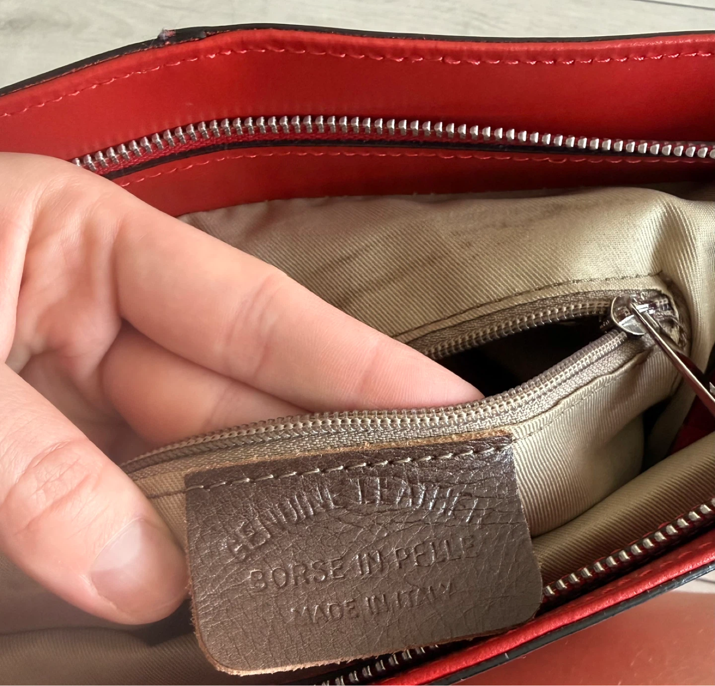 Red Leather Bucket Bag