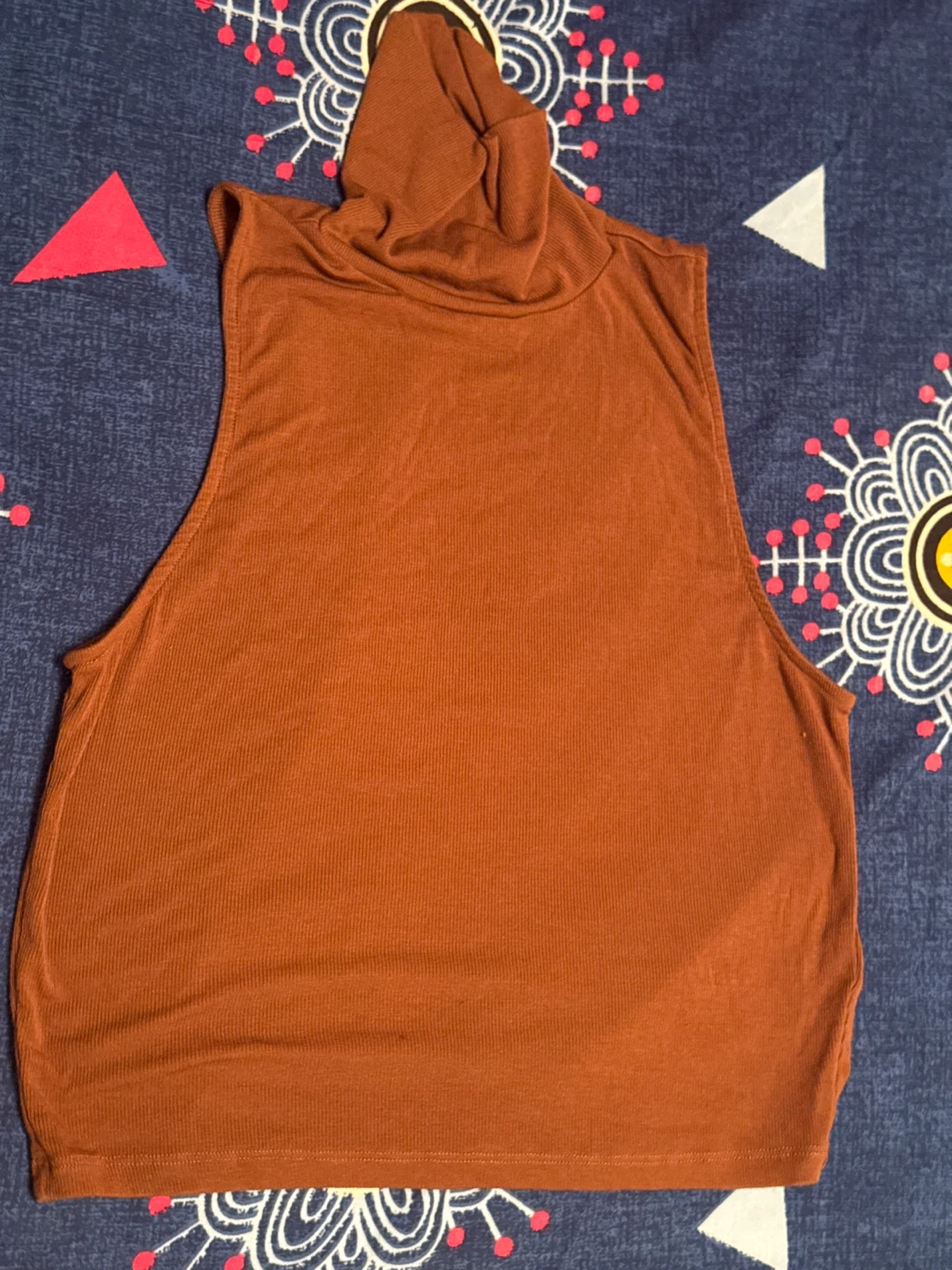 Brown Sleeveless Mock Neck Top
