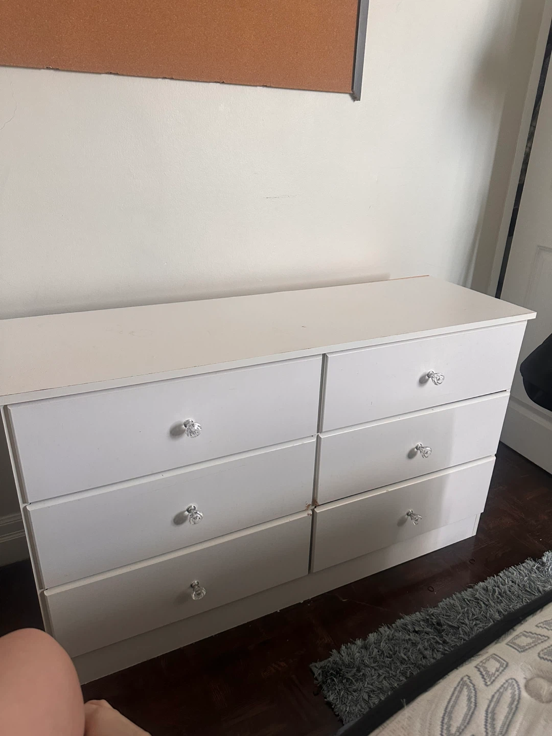 White Dresser Set with Crystal Knobs