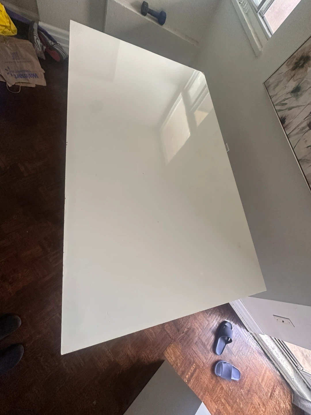 Modern White Dining Table with Chrome Legs