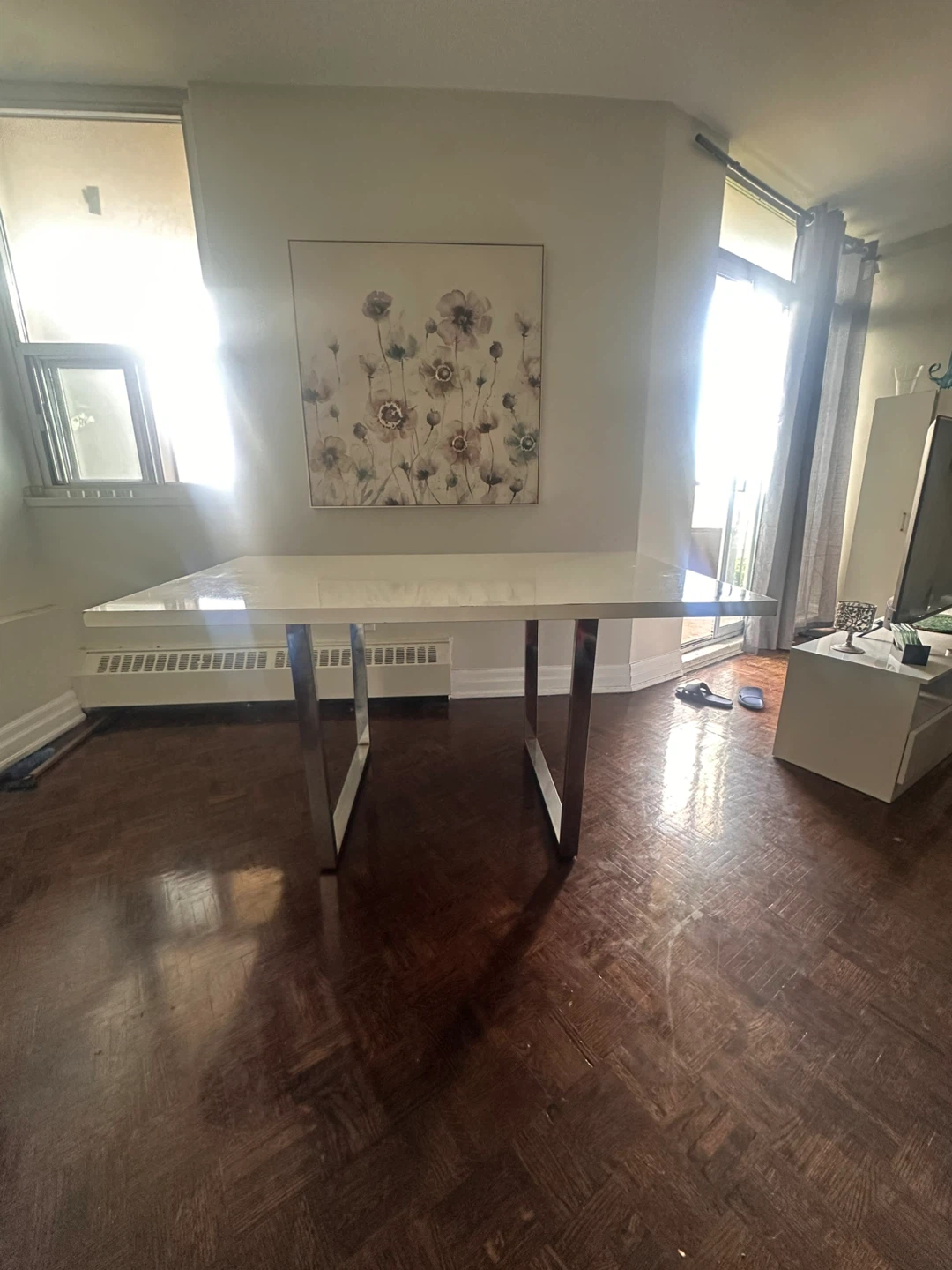 Modern White Dining Table with Chrome Legs - photo 2