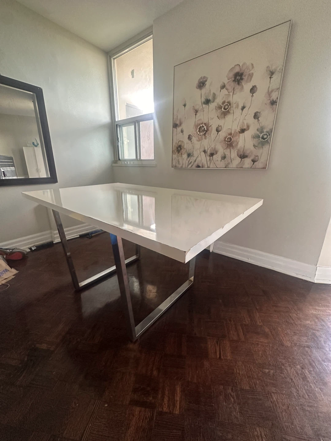Modern White Dining Table with Chrome Legs - photo 3