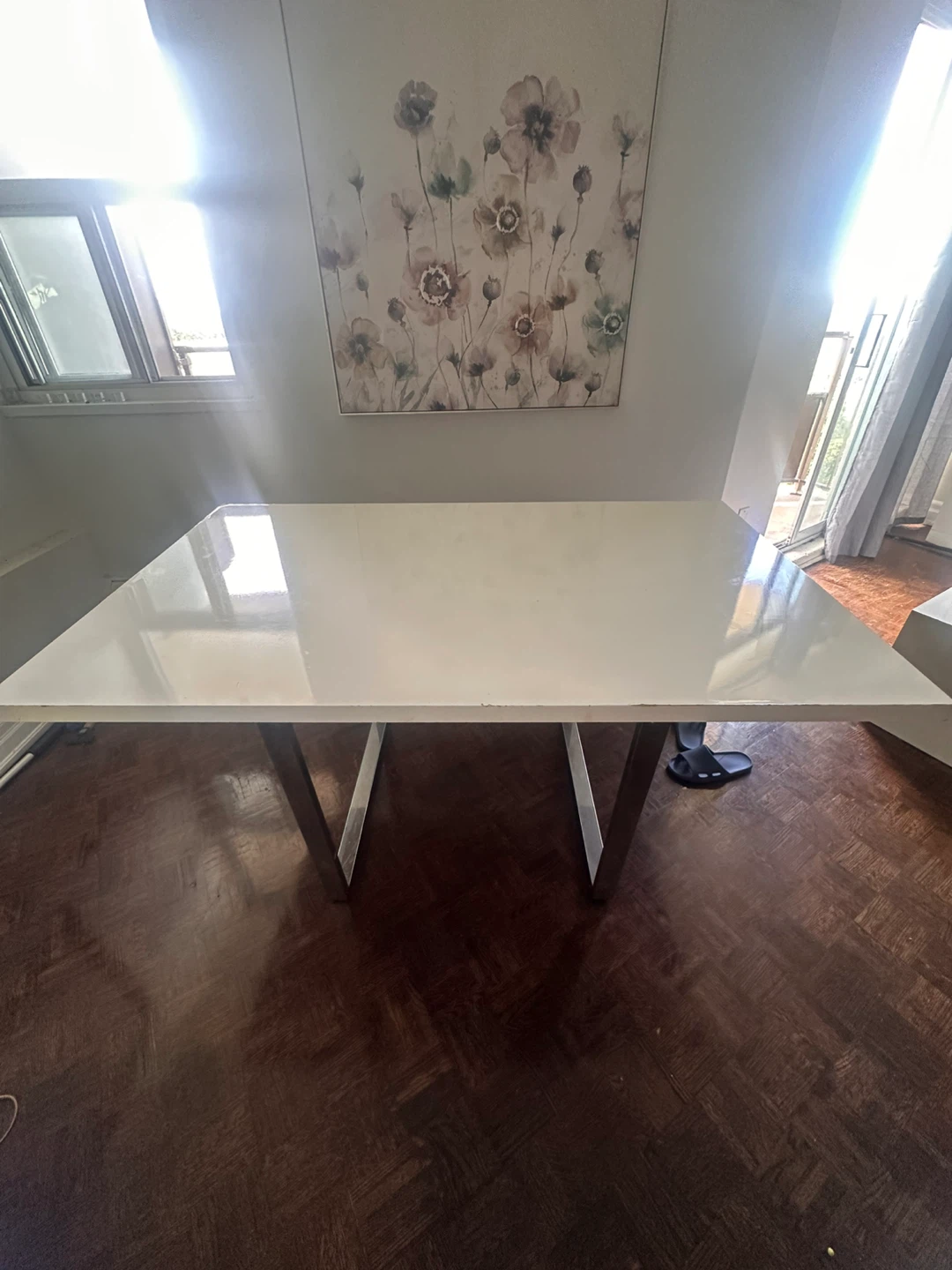 Modern White Dining Table with Chrome Legs - photo 4