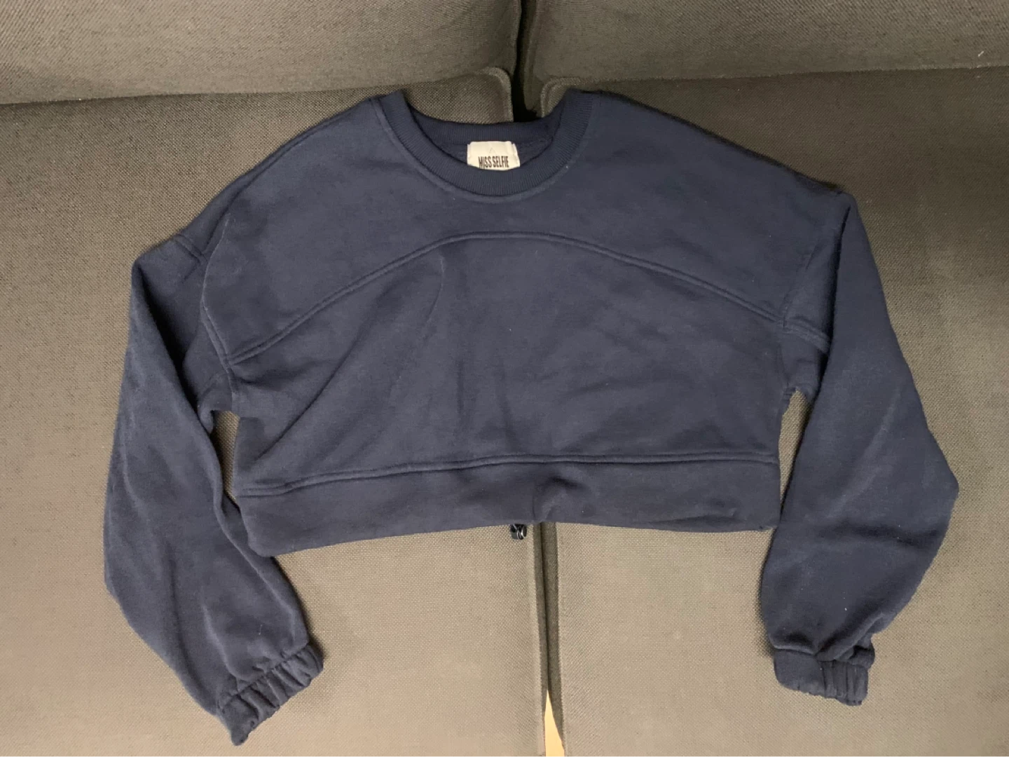 Miss Selfridge Navy Cropped Sweatshirt
