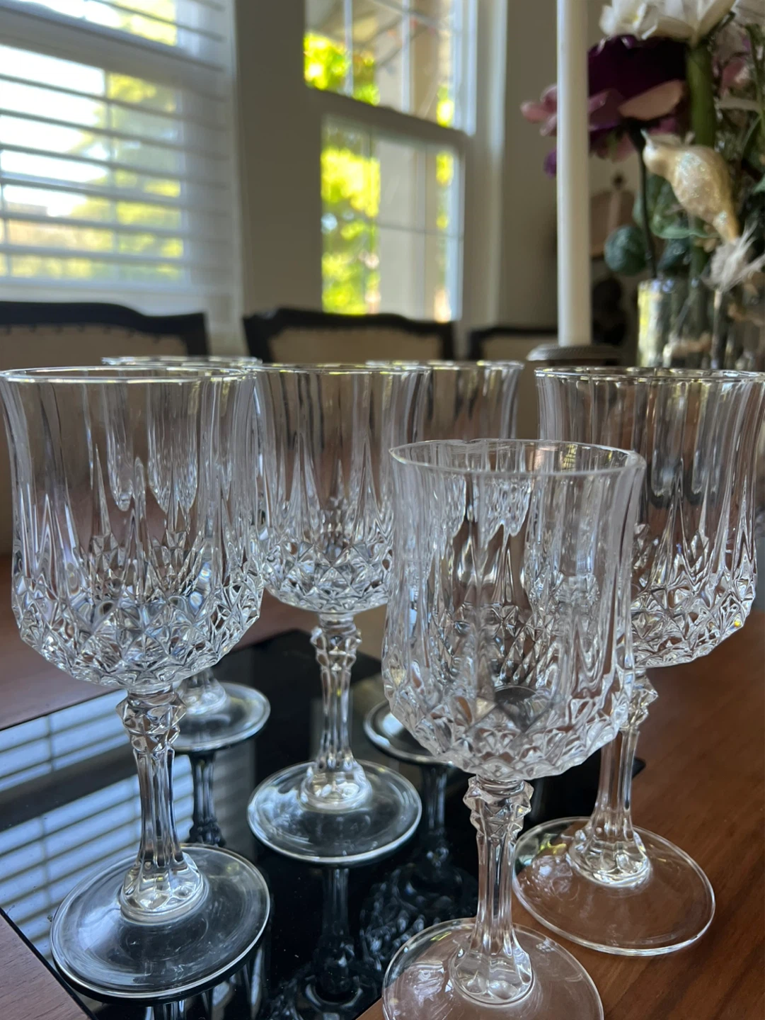 Set of 6 Crystal Wine Glasses