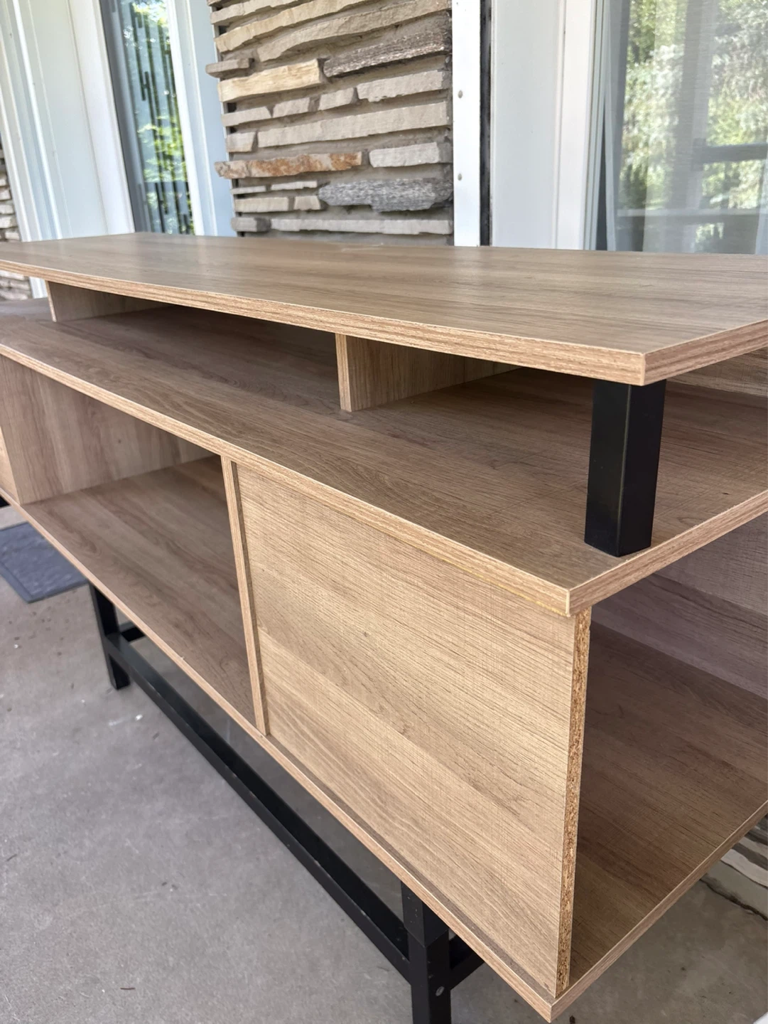 Wood Entertainment Unit with Shelving - photo 5
