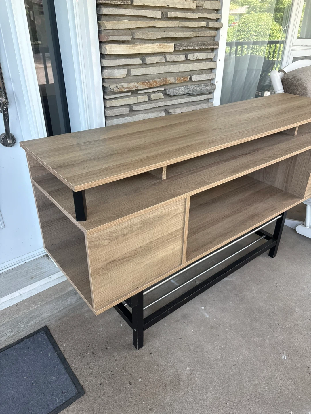 Wood Entertainment Unit with Shelving
