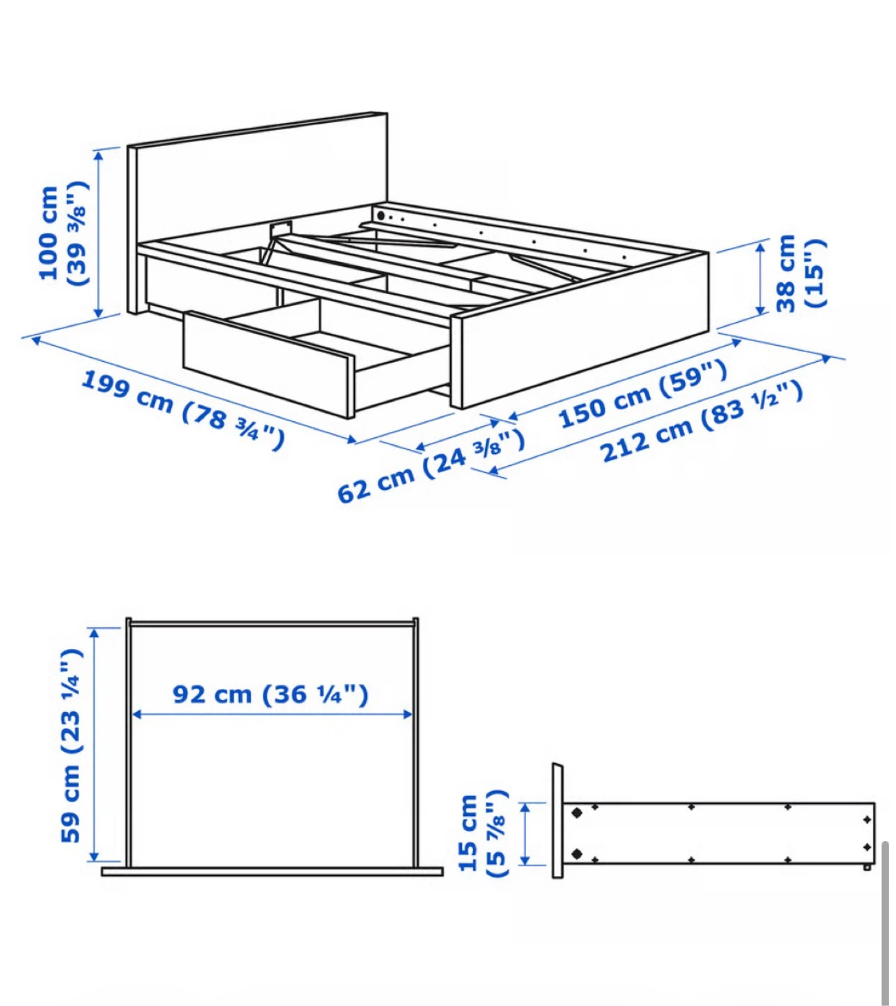 White queen Bed Frame with Storage Drawers - photo 5