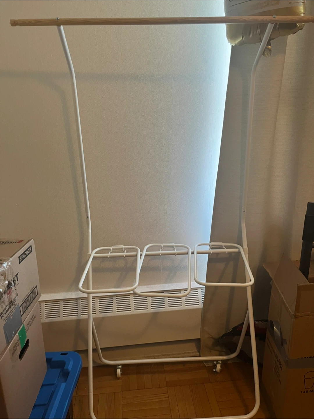 White 3-Bag Laundry Sorter Cart