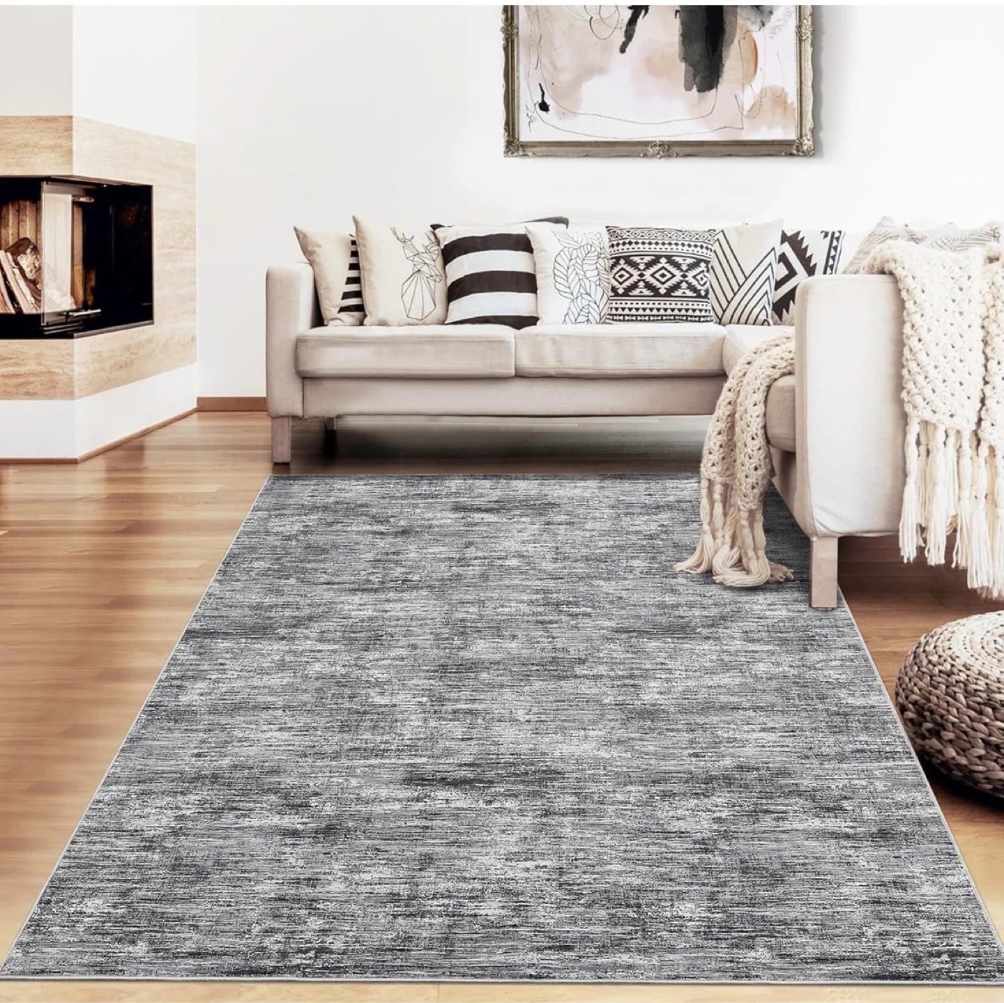 6x9 feet Grey Distressed Area Rug - photo 4