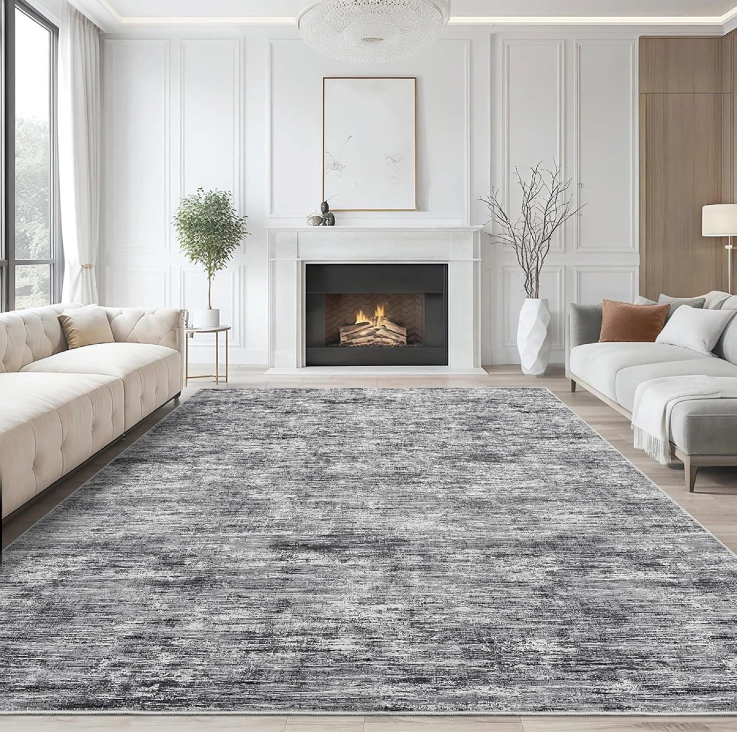6x9 feet Grey Distressed Area Rug