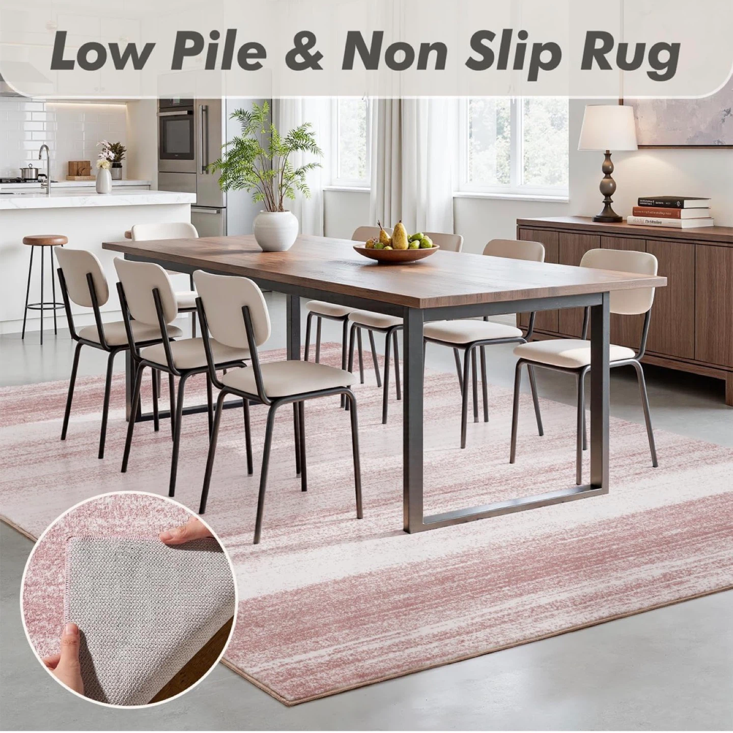 Soft Pink & White Striped Rug - photo 3
