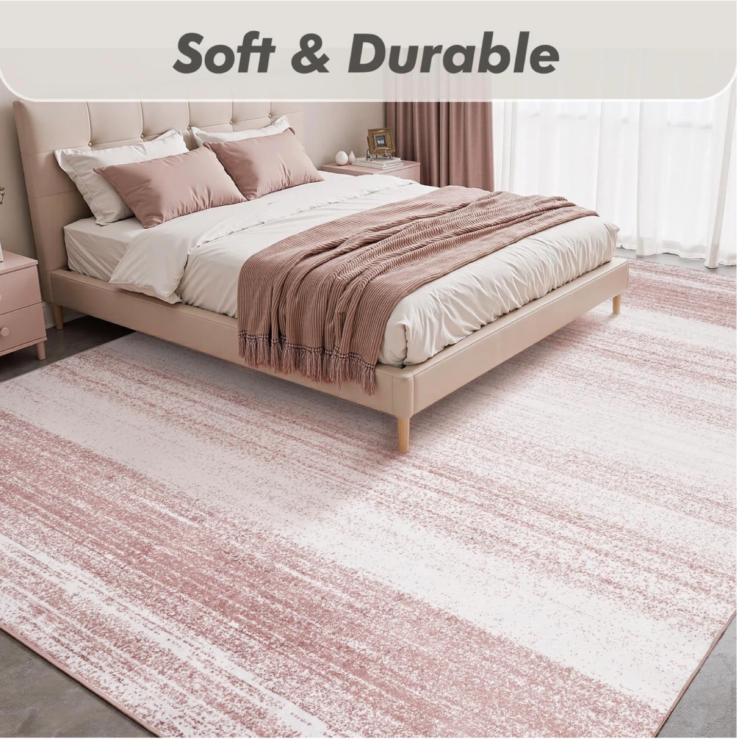 Soft Pink & White Striped Rug - photo 2