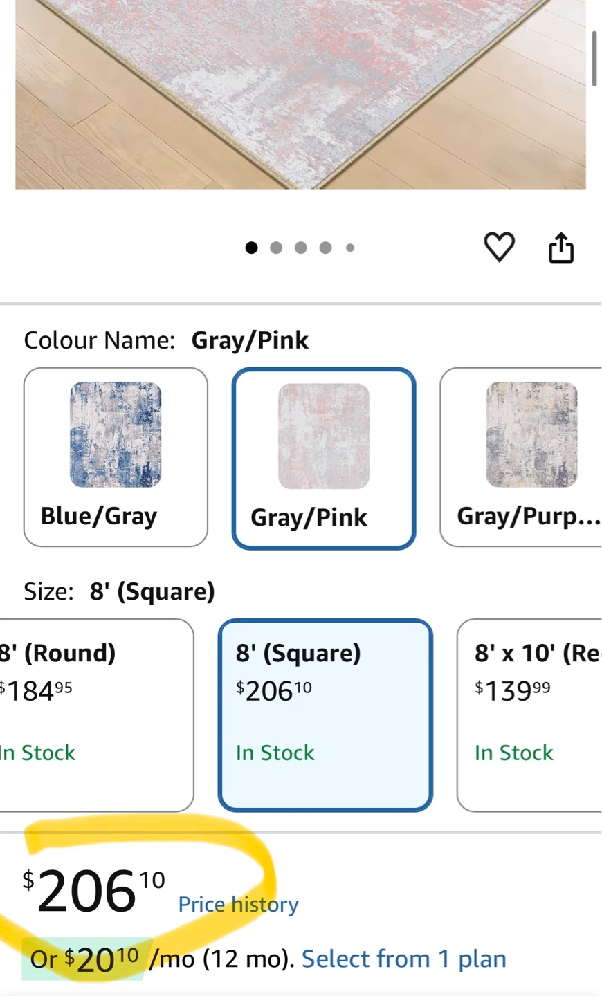 8x10 Gray/Pink Area Rug - 8' (Square) - photo 4
