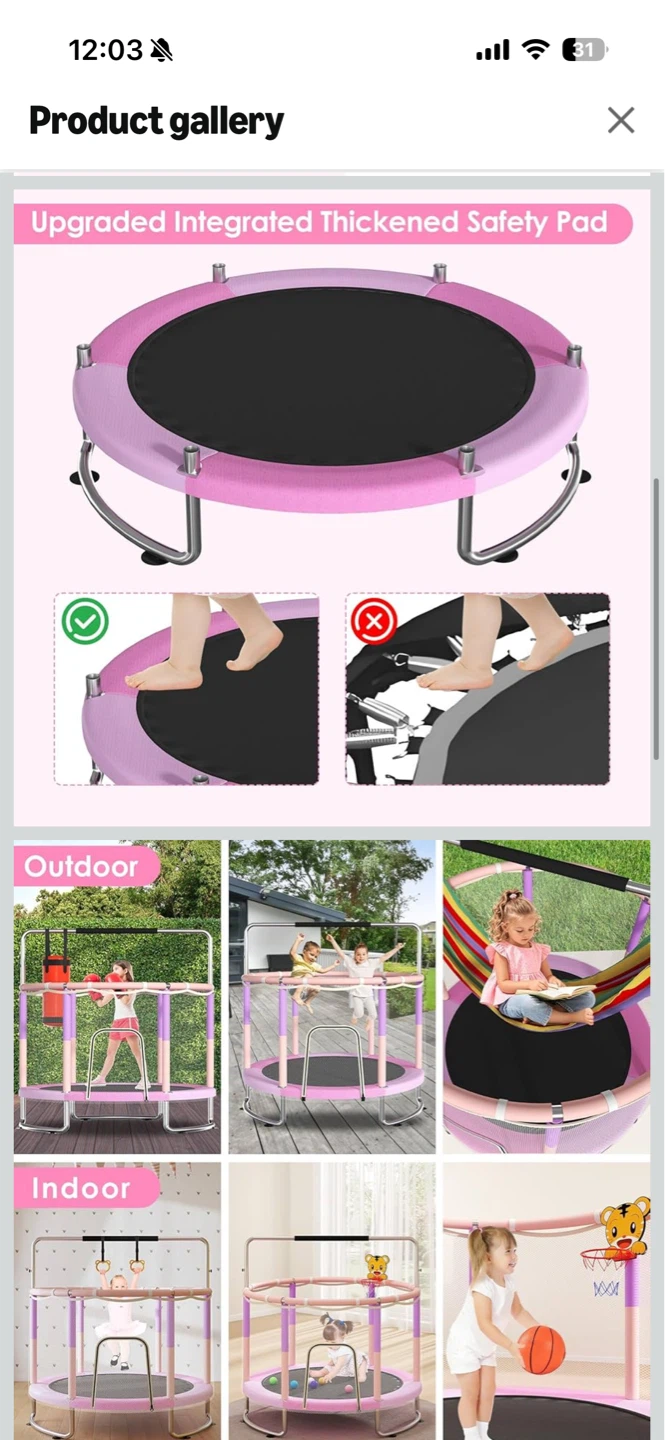 Kids Trampoline with Gymnastic Bar and Accessories - photo 2