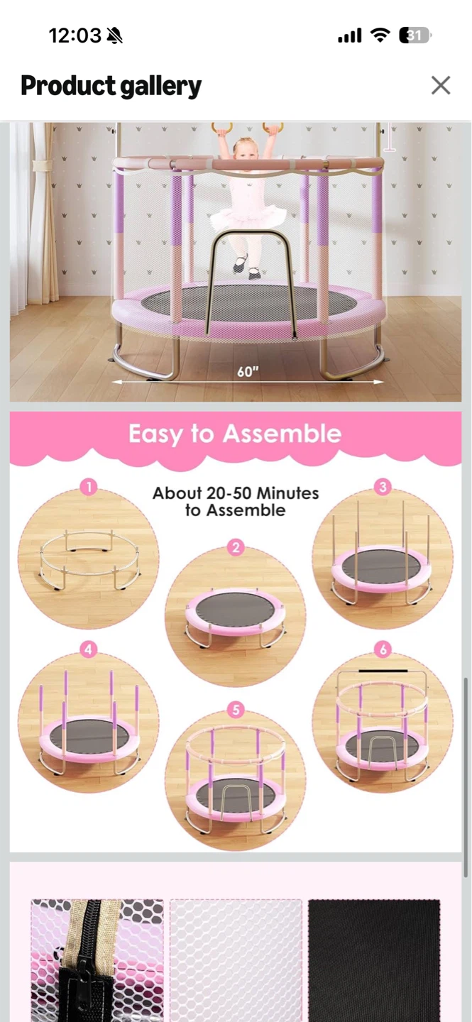 Kids Trampoline with Gymnastic Bar and Accessories - photo 4